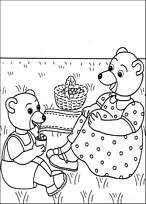 coloriage petit ours brun pique nique avec maman